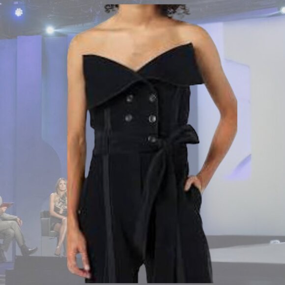 NWT MAKING THE CUT - Deconstructed Halter Jumpsuit Corduroy - Black - S  |  M - Picture 2 of 6